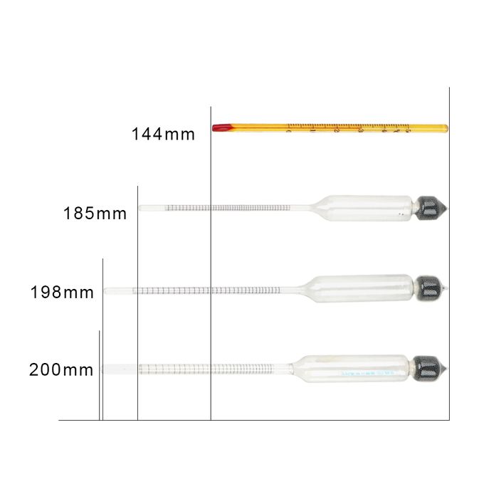 Set of Professional Hydrometer Alcoholmeter – 3pcs Hydrometer Alcoholmeter Set 0 to 100% Alcohol Meter Test + Thermometer for Wine Alcohol Whisky