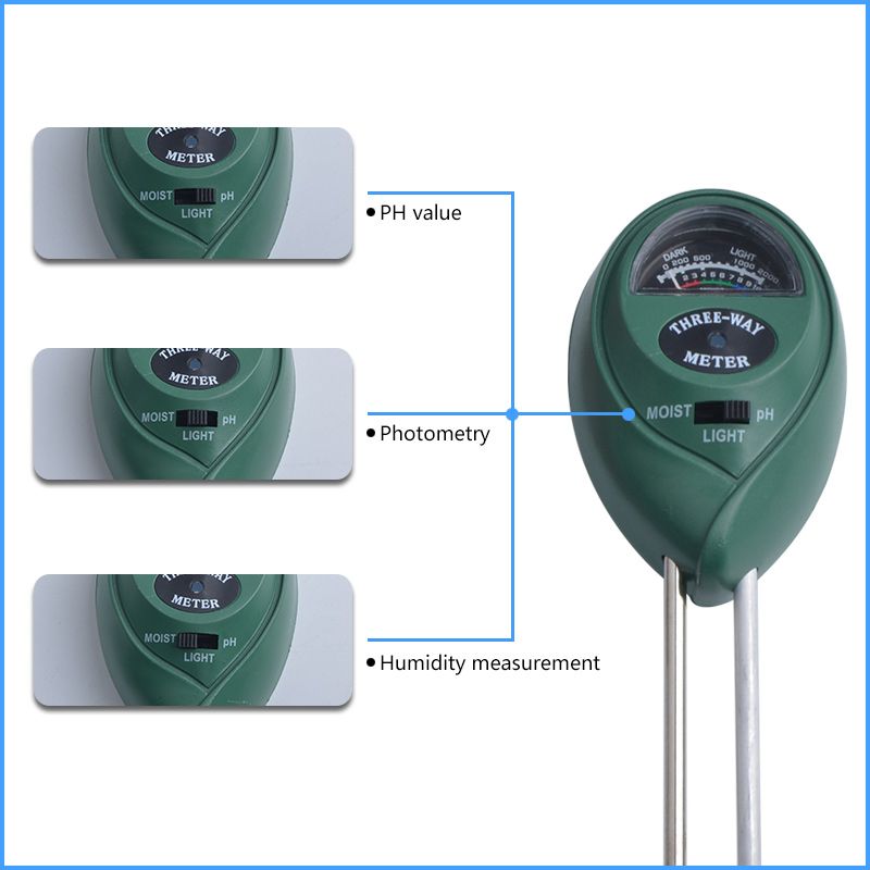 3 In 1 Soil PH Tester Detector Moisture Meter Light