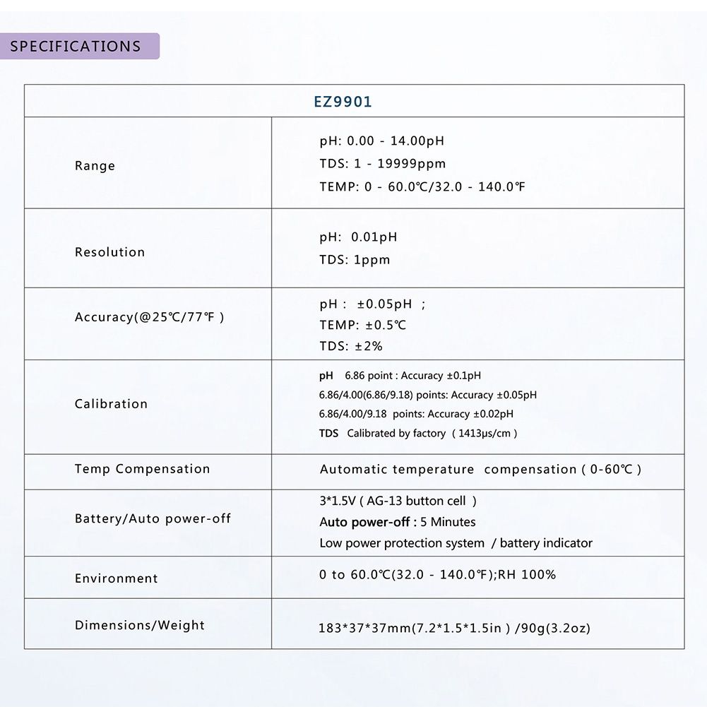 3 In 1 TDS / Temperature / PH Digital PH Meter ATC PH Tester 0.00-14.00 PH Range