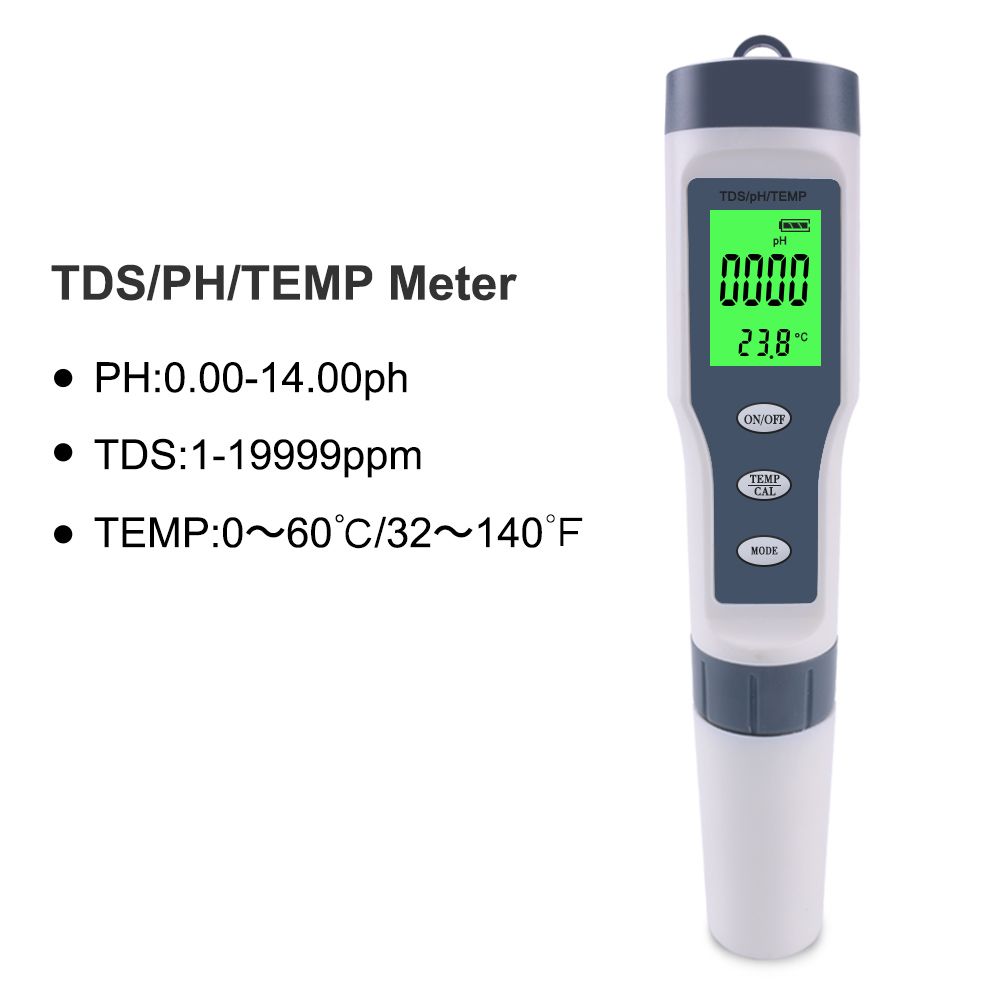3 In 1 TDS / Temperature / PH Digital PH Meter ATC PH Tester 0.00-14.00 PH Range