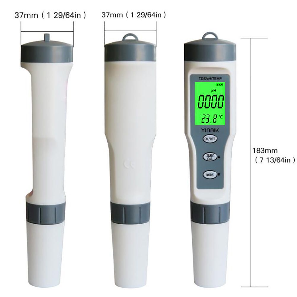 3 In 1 TDS / Temperature / PH Digital PH Meter ATC PH Tester 0.00-14.00 PH Range