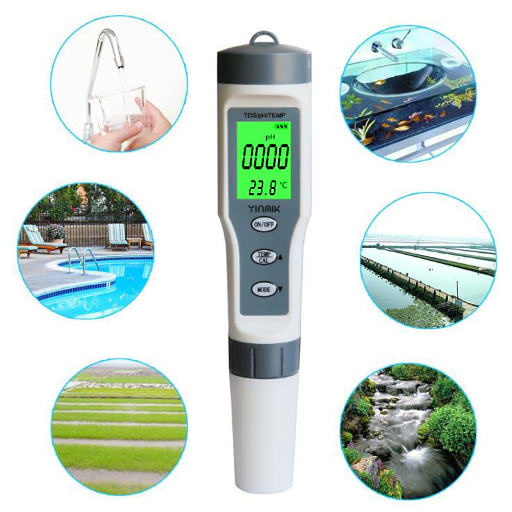 3 In 1 TDS / Temperature / PH Digital PH Meter ATC PH Tester 0.00-14.00 PH Range