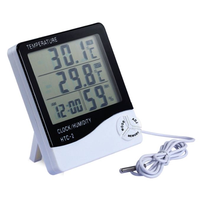 3.8 Inch LCD Digital Temperature Humidity Meter With Clock Calendar HTC-2