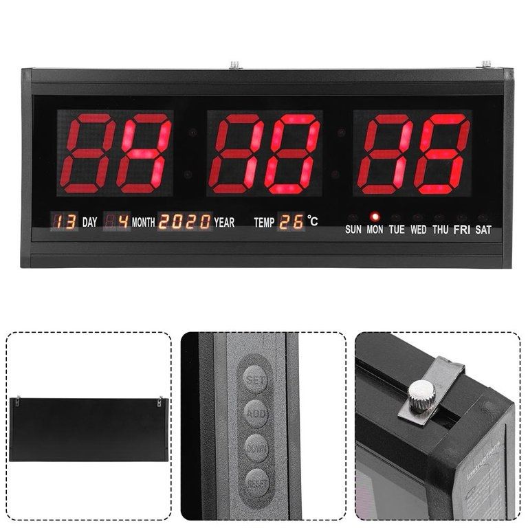 48CM Digital Led Red Large LED Digital Wall Clock Date Temperature Display