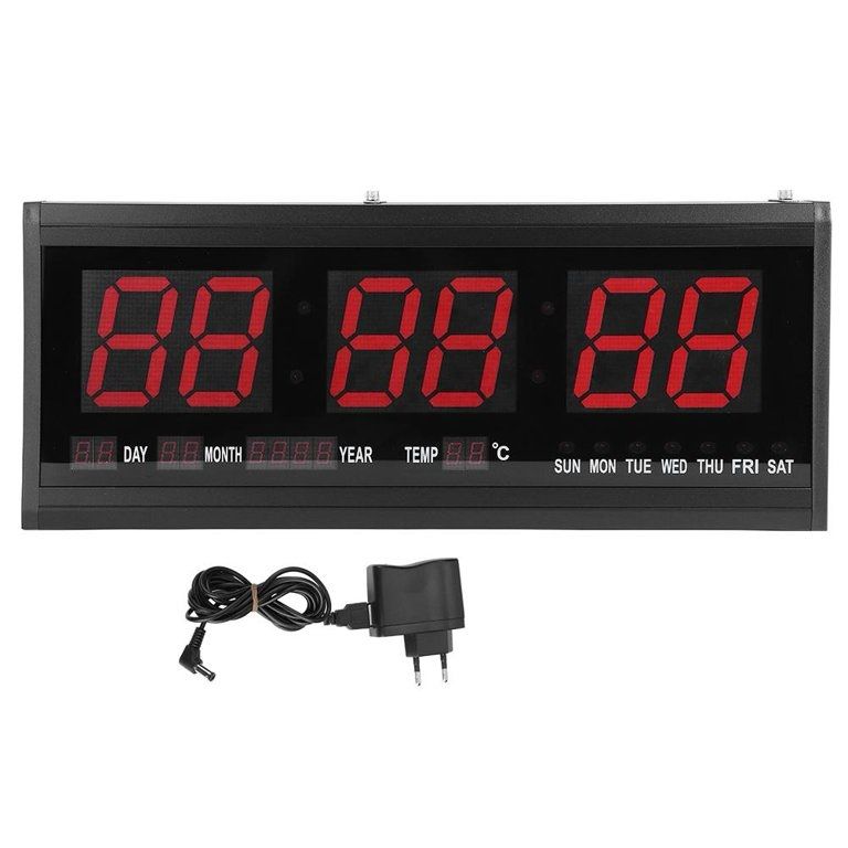 48CM Digital Led Red Large LED Digital Wall Clock Date Temperature Display