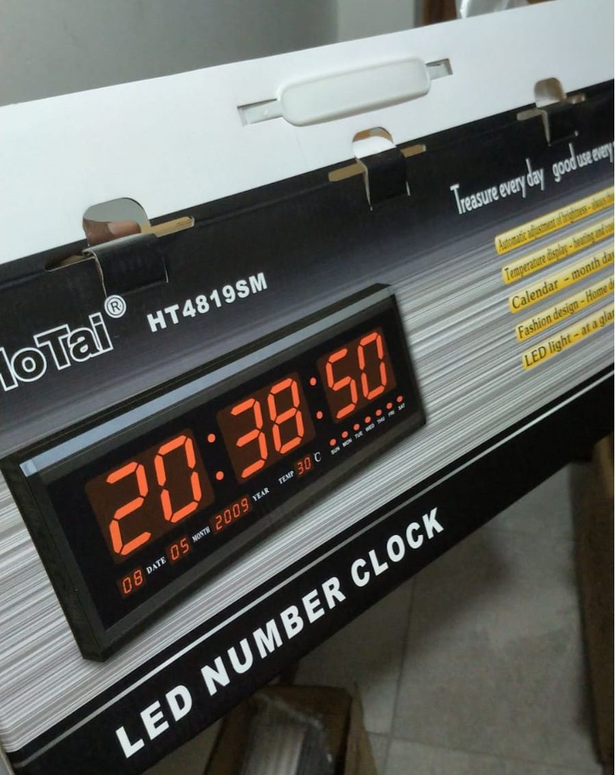 48CM Digital Led Red Large LED Digital Wall Clock Date Temperature Display