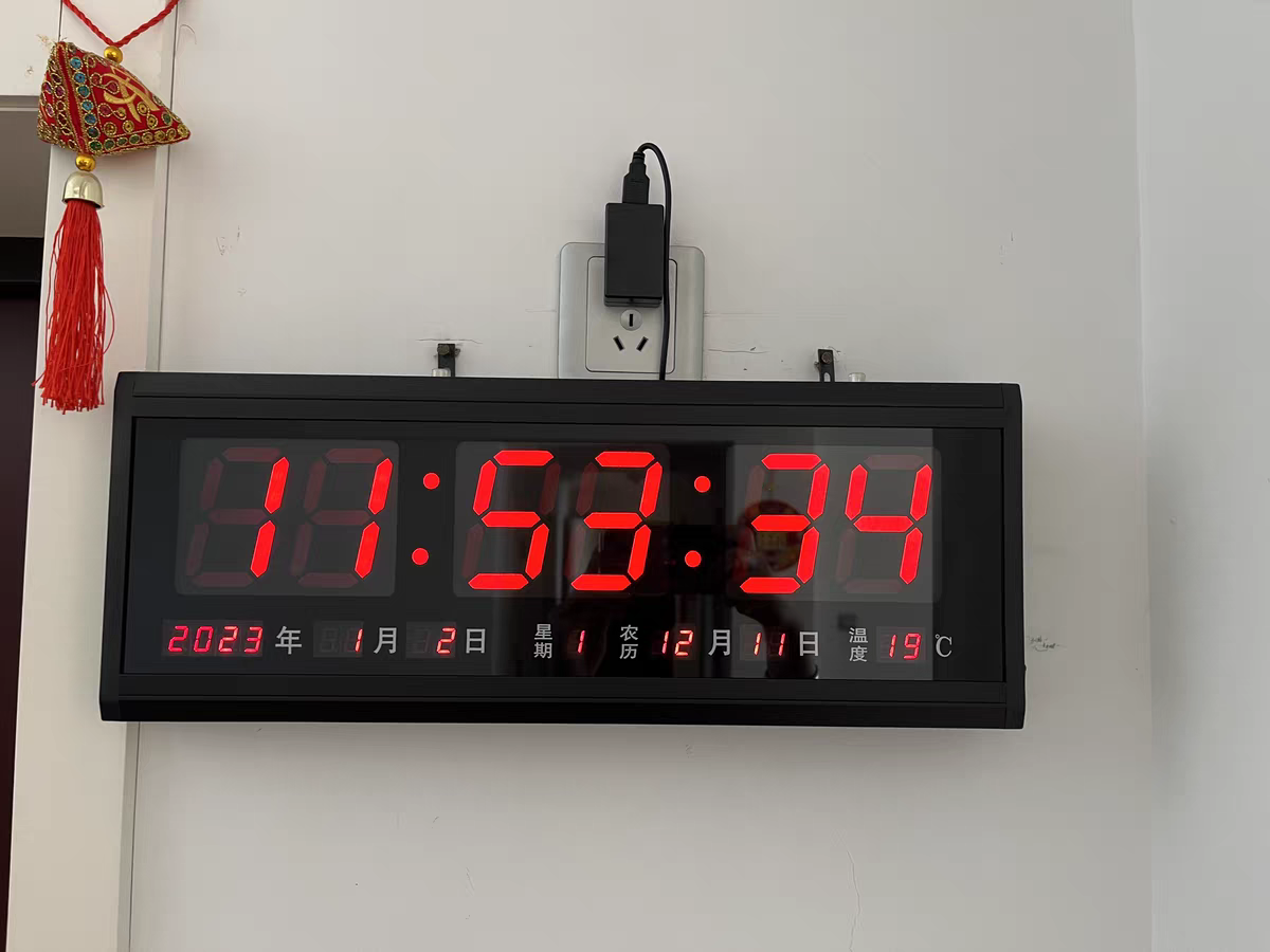 48CM Digital Led Red Large LED Digital Wall Clock Date Temperature Display
