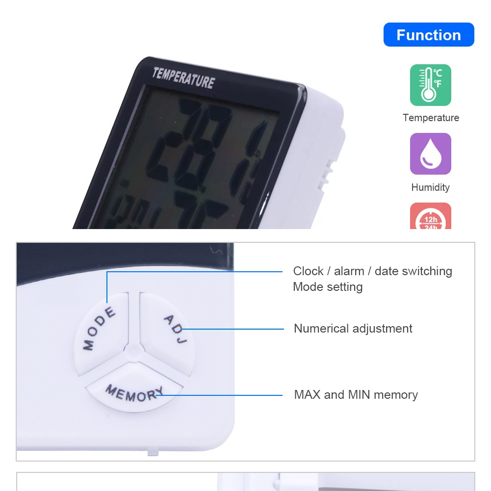 Digital Hygrometer Humidity Meter Room Humidity Thermometer HTC-1