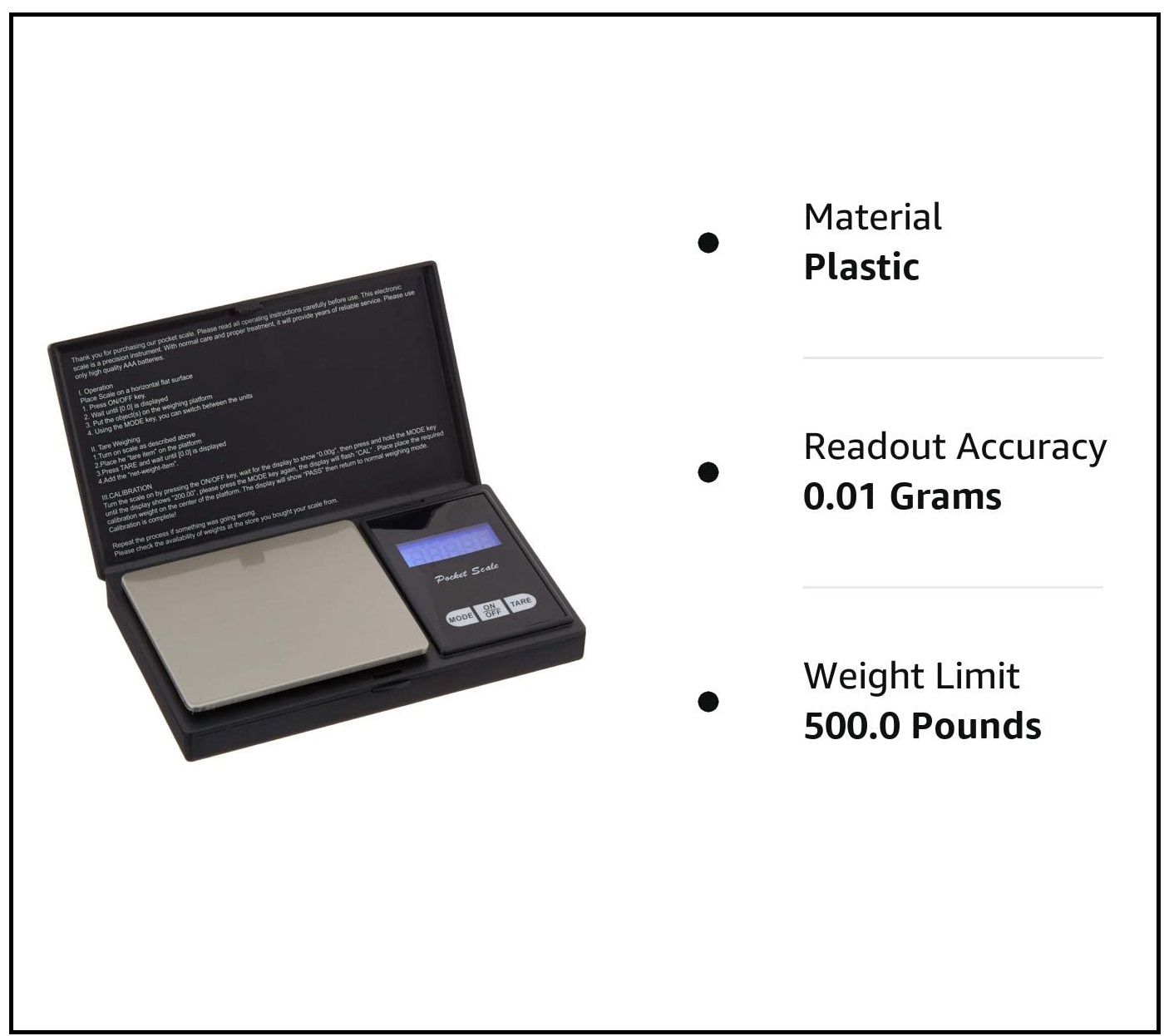 Mini Micro Digital Scale Electronic Pocket Jewelry Gram Weighing 0.01 to 500g 0.5kg