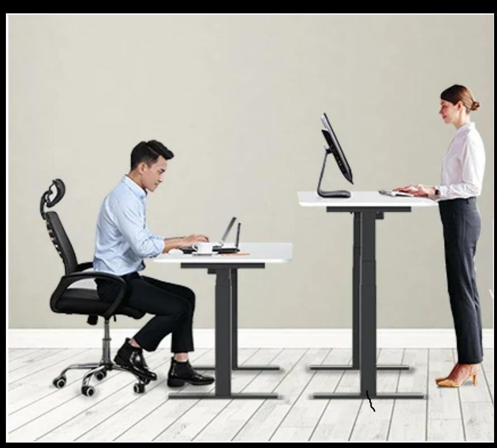 140cm x 60cm Electronic Stand Up Desk Table Office Furniture Modern Ergonomic Standing Frame Adjustable Black