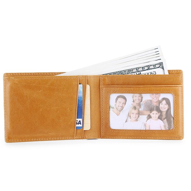 Men 100% Genuine Cow Leather Wallet Card RFID Purse BLACK or Brown