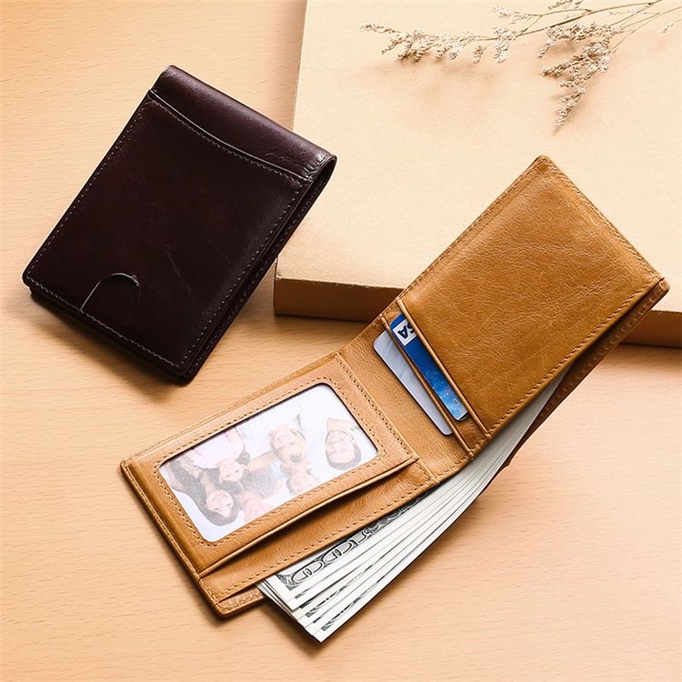 Men 100% Genuine Cow Leather Wallet Card RFID Purse BLACK or Brown