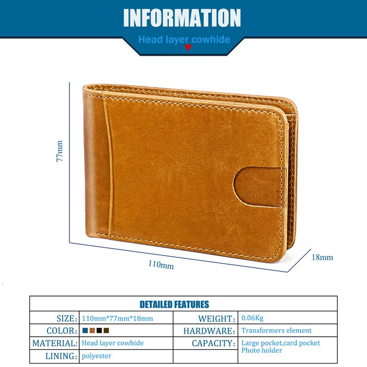 Men 100% Genuine Cow Leather Wallet Card RFID Purse BLACK or Brown