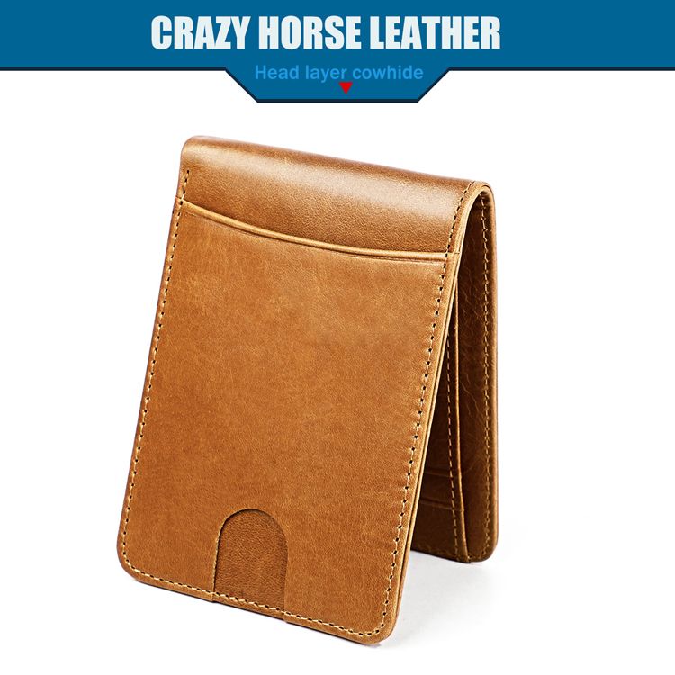 Men 100% Genuine Cow Leather Wallet Card RFID Purse BLACK or Brown