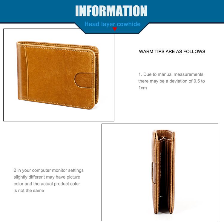 Men 100% Genuine Cow Leather Wallet Card RFID Purse BLACK or Brown