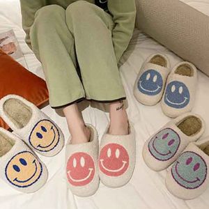 Smile Smiley Face Slippers House Shoe Slip-on Cozy Indoor Anti-Skid - Black White Yellow