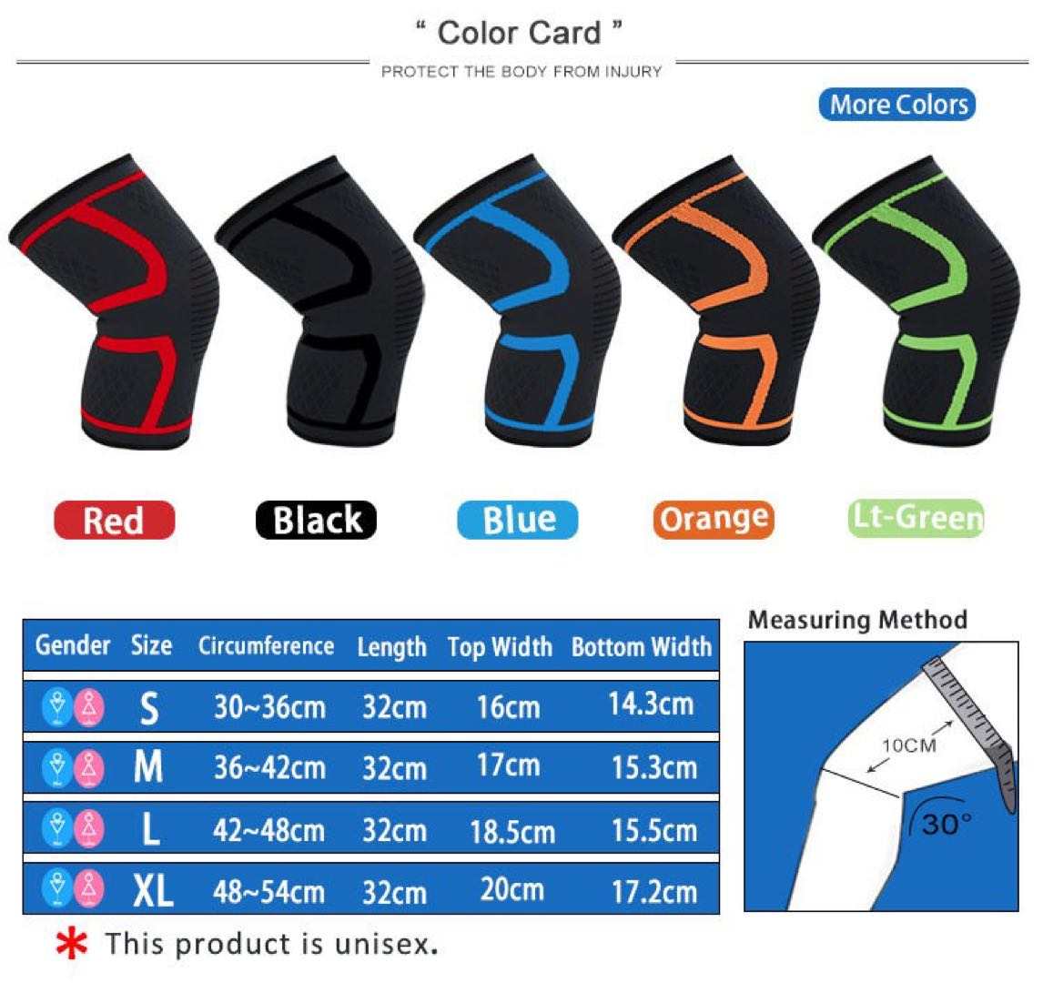 2 x pcs  - one PAIR - Knee Sleeve Compression Brace Support Wrap SMALL | MEDIUM | LARGE