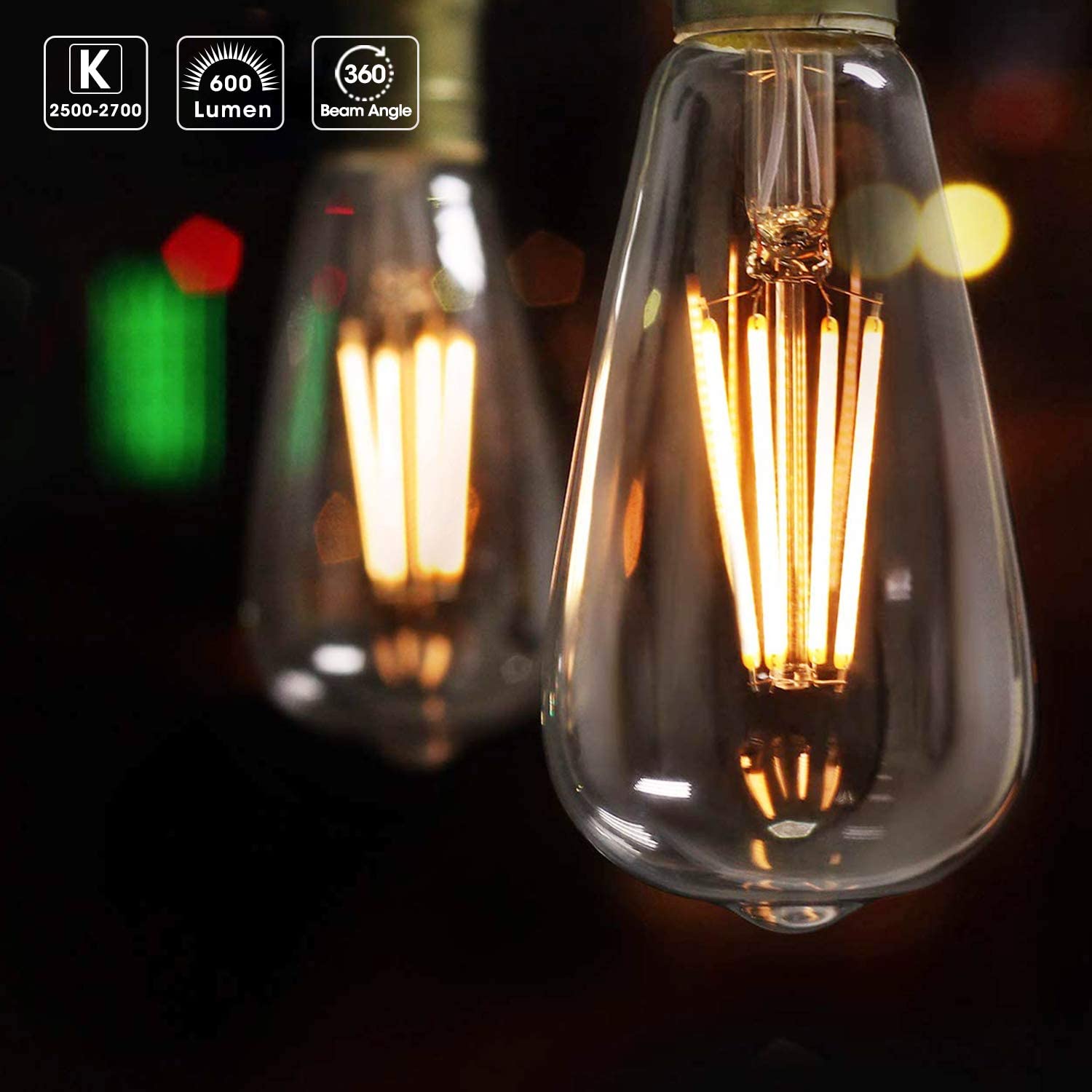 4W LED Filament Edison Amber Warm White Light Bulb B22 PIN Dimmable Tint Lamp E27 Screw
