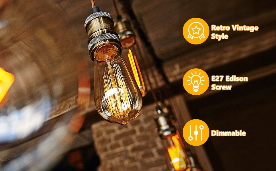 4W LED Filament Edison Amber Warm White Light Bulb B22 PIN Dimmable Tint Lamp E27 Screw