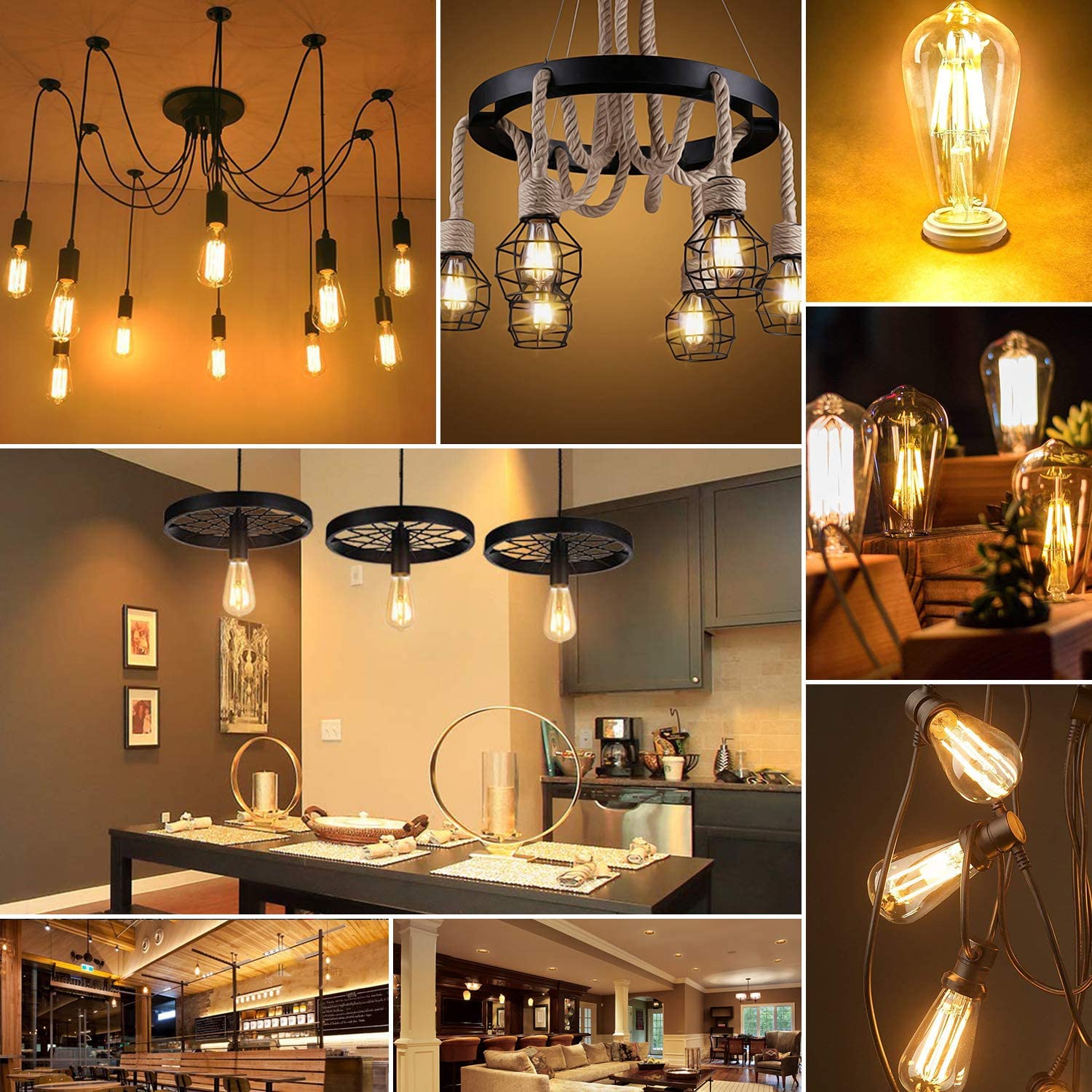 4W LED Filament Edison Amber Warm White Light Bulb B22 PIN Dimmable Tint Lamp E27 Screw