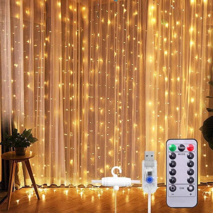 Curtain Lights Christmas Fairy String Curtain Lights Xmas 3m LED Warm White