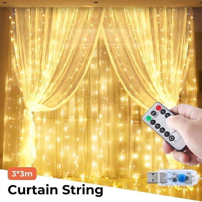 Curtain Lights Christmas Fairy String Curtain Lights Xmas 3m LED Warm White