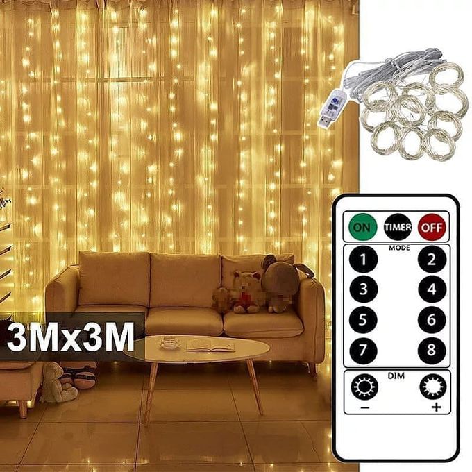 Curtain Lights Christmas Fairy String Curtain Lights Xmas 3m LED Warm White