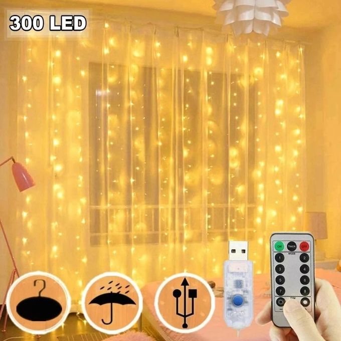 Curtain Lights Christmas Fairy String Curtain Lights Xmas 3m LED Warm White