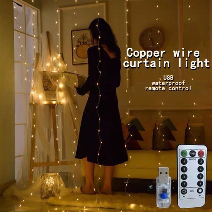 Curtain Lights Christmas Fairy String Curtain Lights Xmas 3m LED Warm White