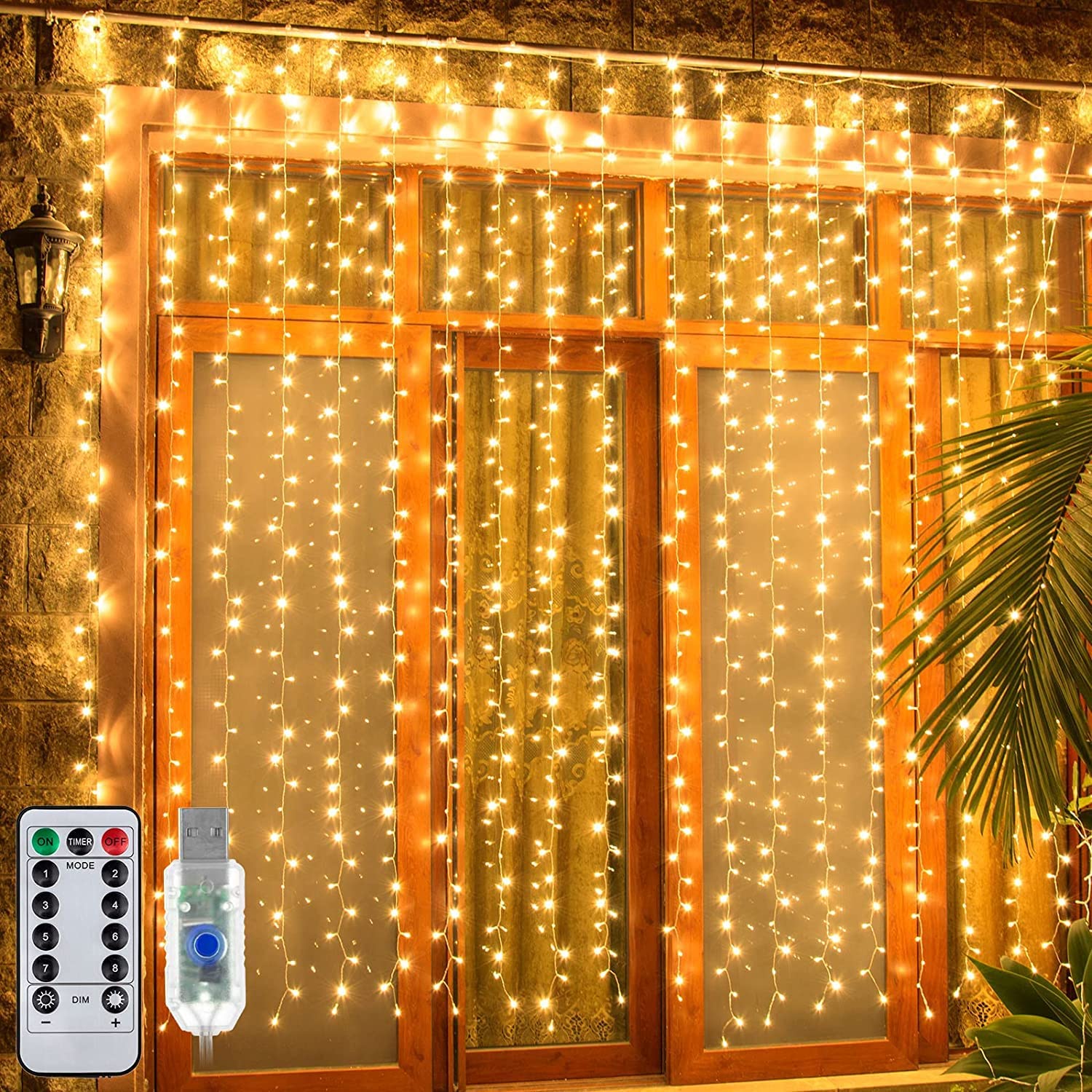 Curtain Lights Christmas Fairy String Curtain Lights Xmas 3m LED Warm White