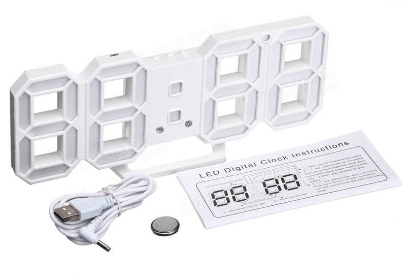 Digital Led Alarm Watch Wall Clock 3D Temp Light Thermometer