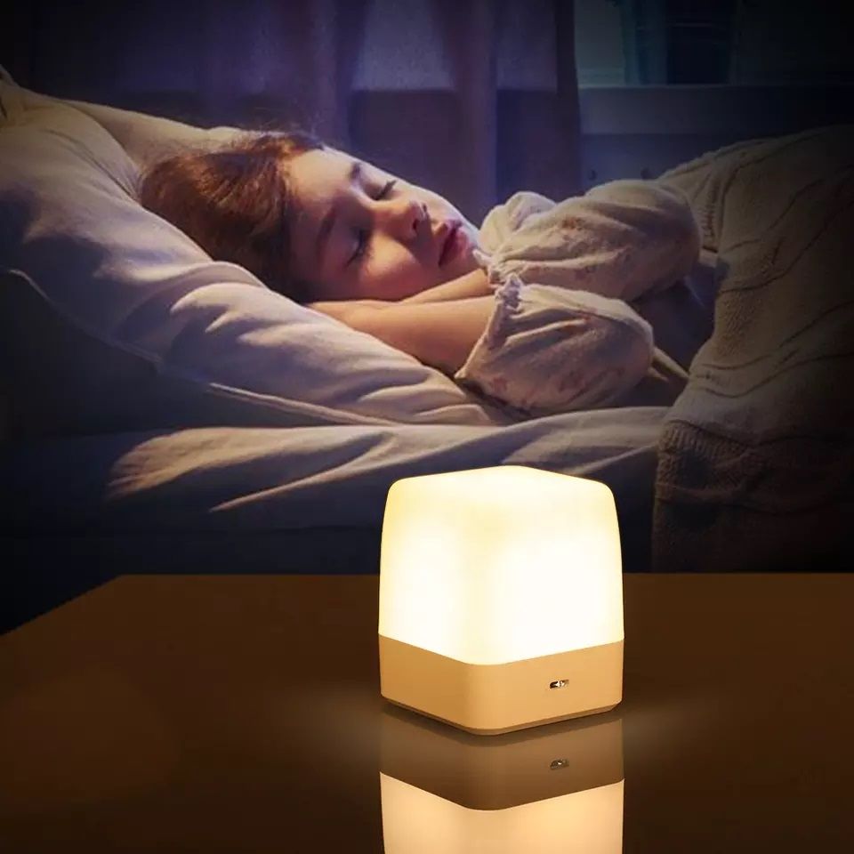 Night Light Touch Bedrooms Portable Table Bedside Lamps Rechargeable Children Baby Cube Rectangular