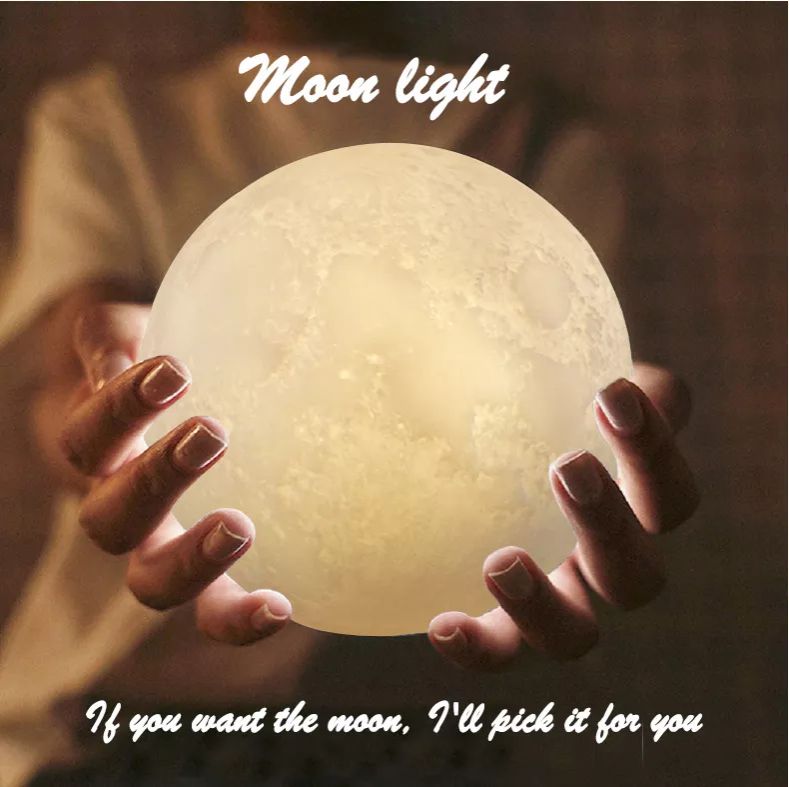 Night Light Touch Moon Lamp16 Colors 3D Stand & Remote Control, Dimmable & Time Setting Rechargeable Lover Birthday Day Gift Bedrooms Portable Table Bedside Lamps Rechargeable LED
