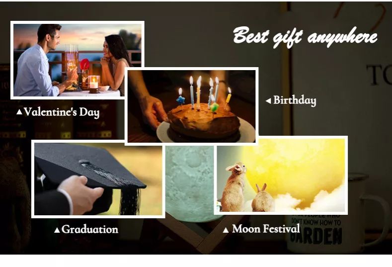 Night Light Touch Moon Lamp16 Colors 3D Stand & Remote Control, Dimmable & Time Setting Rechargeable Lover Birthday Day Gift Bedrooms Portable Table Bedside Lamps Rechargeable LED