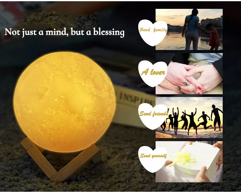 Night Light Touch Moon Lamp16 Colors 3D Stand & Remote Control, Dimmable & Time Setting Rechargeable Lover Birthday Day Gift Bedrooms Portable Table Bedside Lamps Rechargeable LED