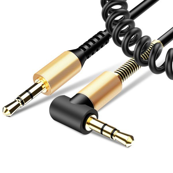 3.5 Audio Cable Car Aux Cord Headphones Car Jack L Shape Elbow 90 degree spring