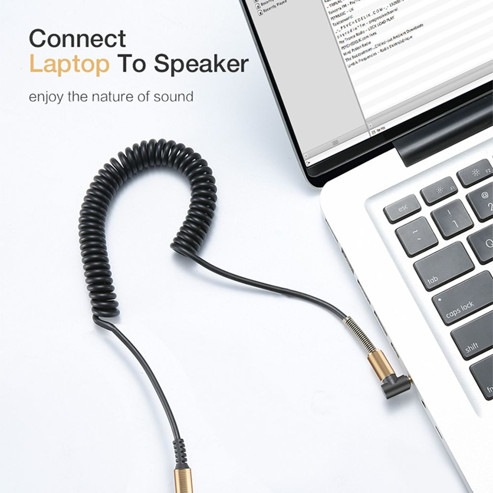 3.5 Audio Cable Car Aux Cord Headphones Car Jack L Shape Elbow 90 degree spring