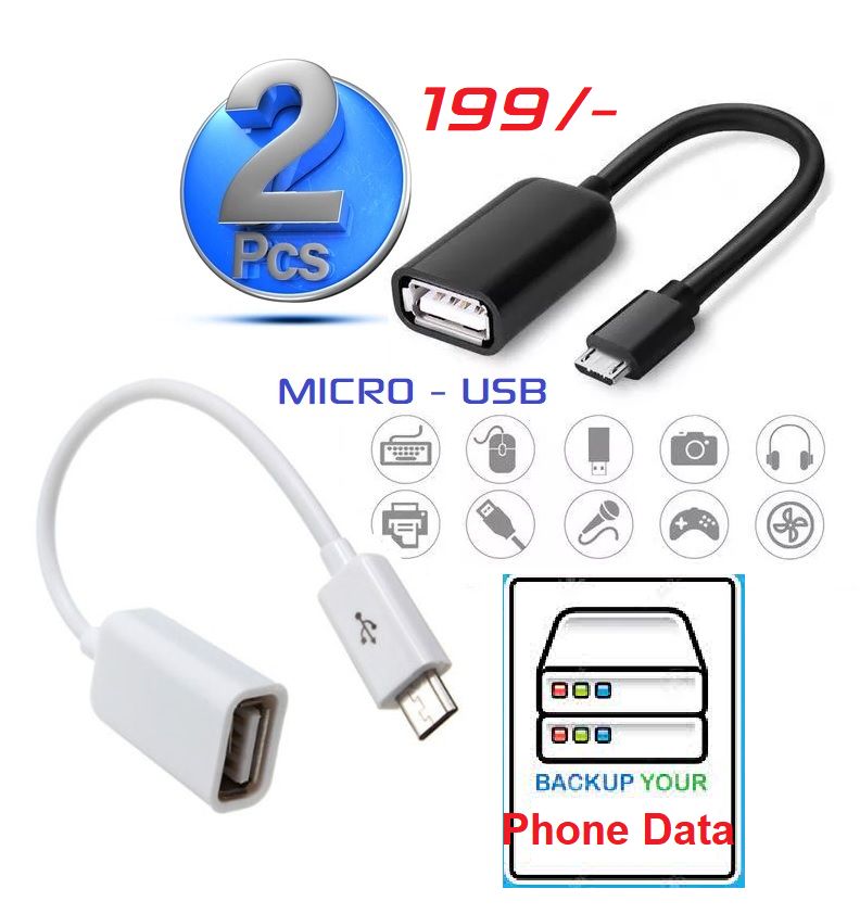 Micro USB Male To USB Adapter Connector OTG Cable Black / White Android