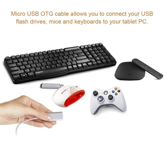 Micro USB Male To USB Adapter Connector OTG Cable Black / White Android