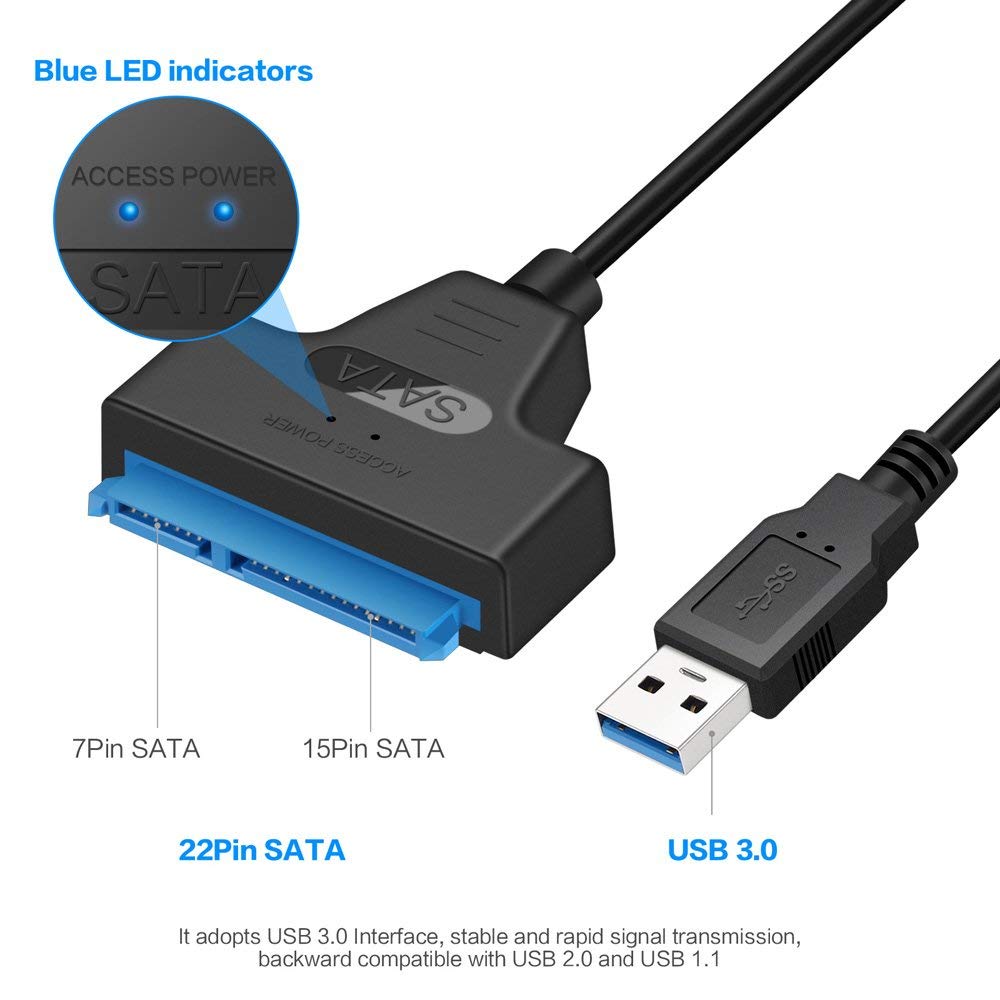 SATA to USB 3.0 Adapter Cable for 2.5 inch HDD/SSD, Hard Drive Adapter Converter