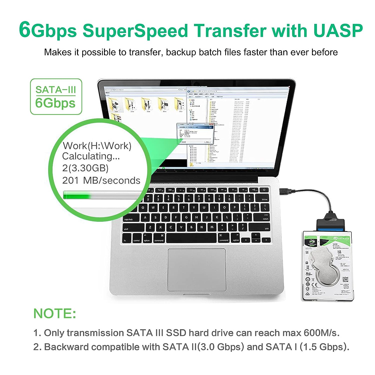 SATA to USB 3.0 Adapter Cable for 2.5 inch HDD/SSD, Hard Drive Adapter Converter