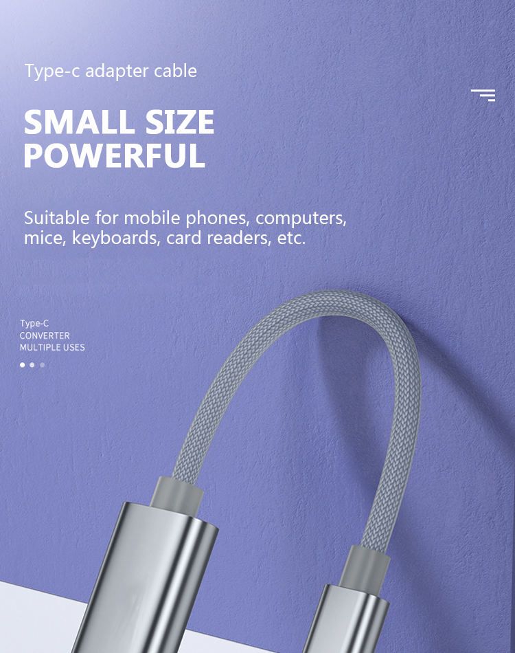 TYPE C Data OTG Connect Kit Adapter Connector Cable USB Braided Woven Grey Silver