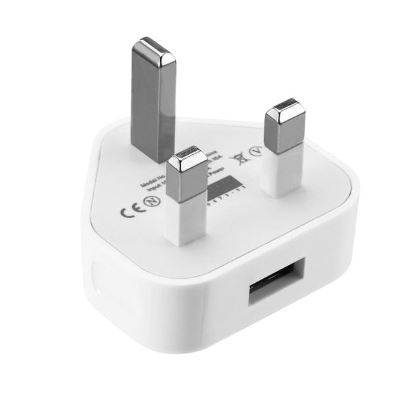 UK 3 Pin Plug USB Mains Charger Adapter, 1AMP 1000mAh Fast Speed Universal Travel USB Wall Charger For IPhone,iPad, IPod And Samsung Galaxy Tab, HTC, Tablet & USB Socket Devices White