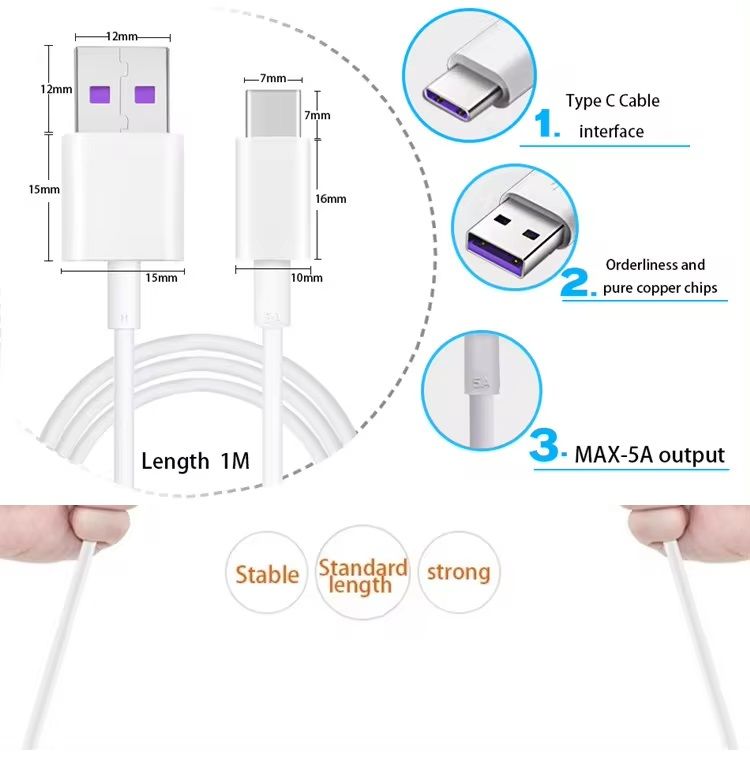 USB Type C Cable 5A Fast Charging 3 Meters , USB C to USB A Charger Cord Support QC 3.0 USB 2.0 480Mbps Data Transfer Compatible Galaxy S10 S9 S21, Note 10 9,Other USB-C