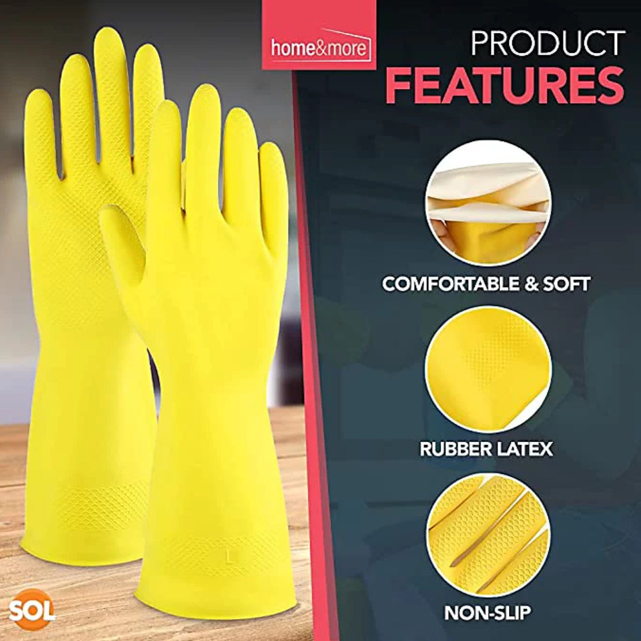 Dishwashing Household Kitchen Toilet Cleaning Rubber Gloves Domestic All-Purpose Rubber Silicon Latex Green/Pink/Yellow