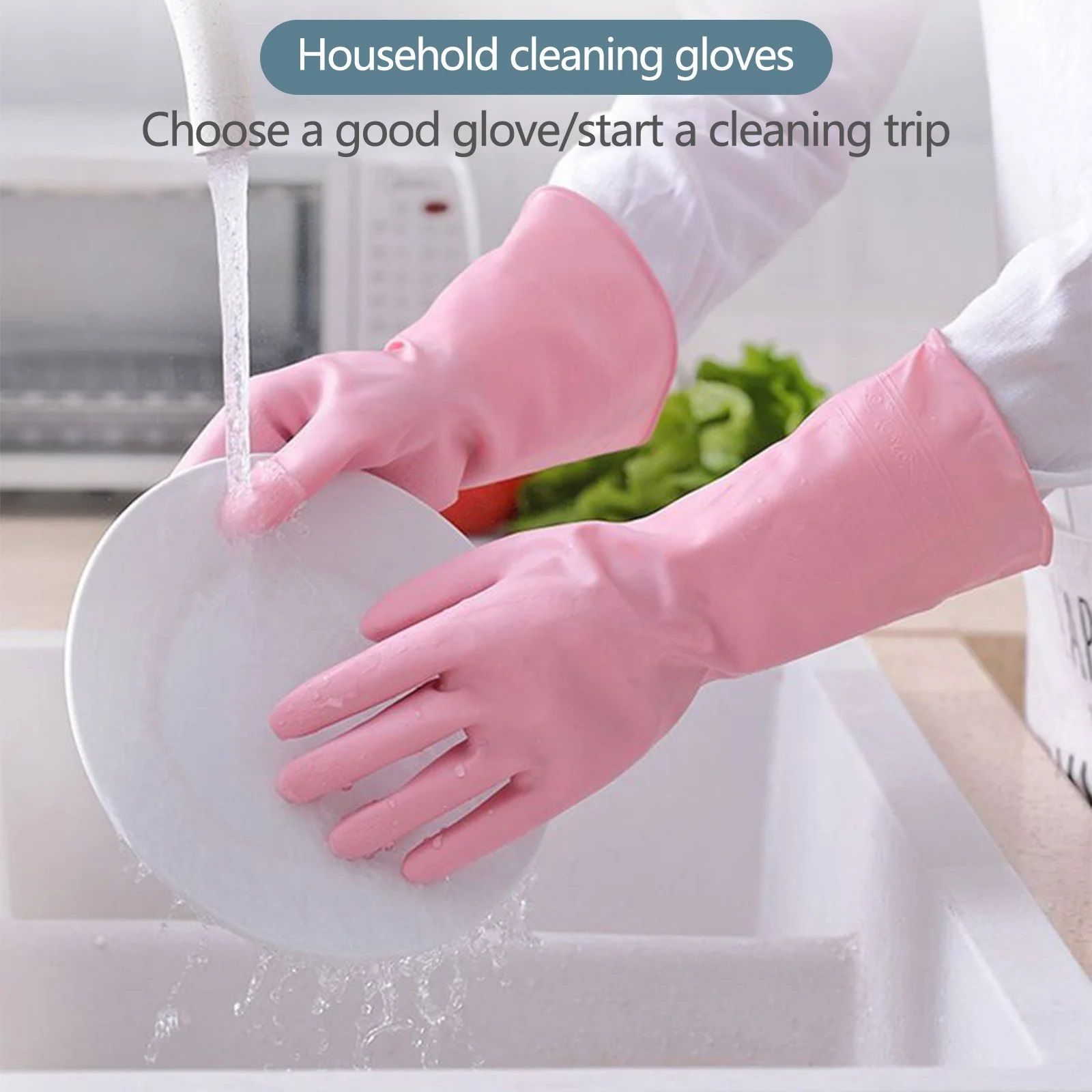 Dishwashing Household Kitchen Toilet Cleaning Rubber Gloves Domestic All-Purpose Rubber Silicon Latex Green/Pink/Yellow