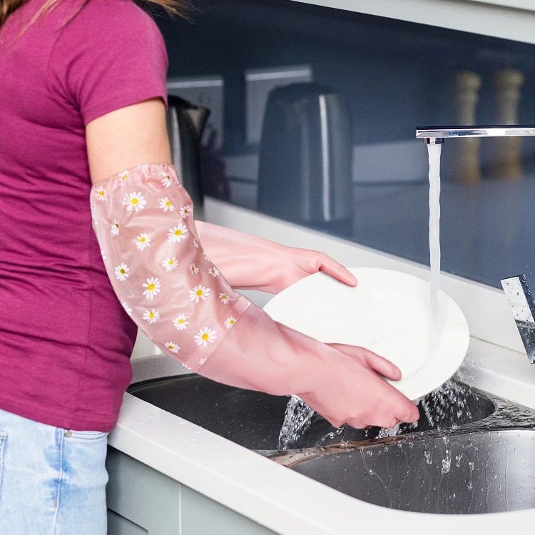 Domestic Rubber Gloves Dishwashing All Purpose Silicon Latex Kitchen Toilet Protective House Home Use Pink Blue