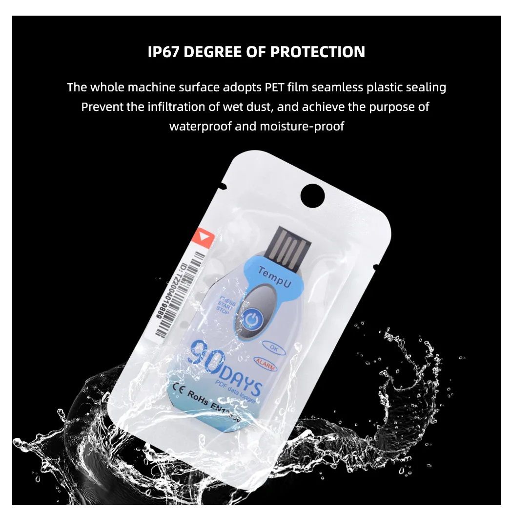 90 days Datalogger Disposable temperature recorder Sensor pdf export Temperature Data Logger Record for Cold Chain Fresh Pharmacy