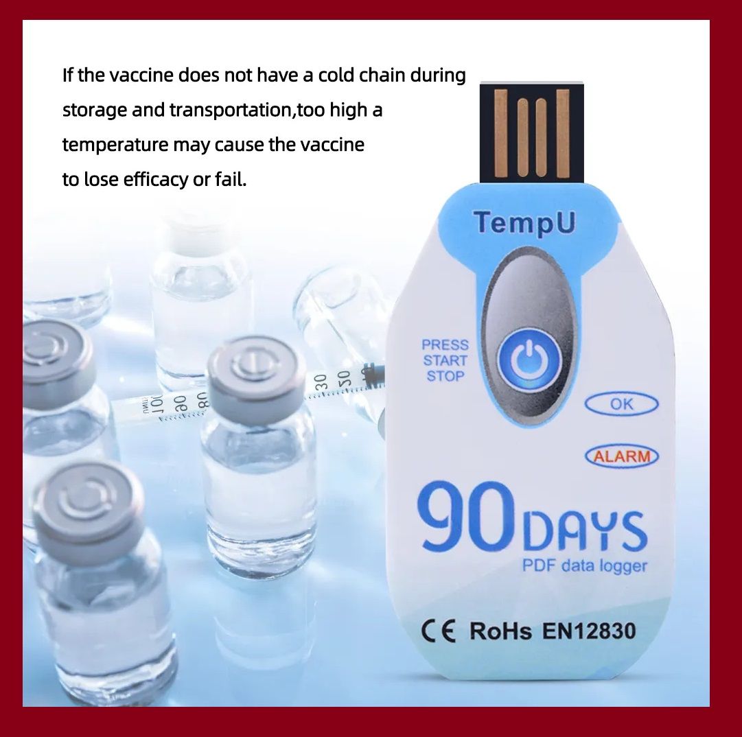 90 days Datalogger Disposable temperature recorder Sensor pdf export Temperature Data Logger Record for Cold Chain Fresh Pharmacy
