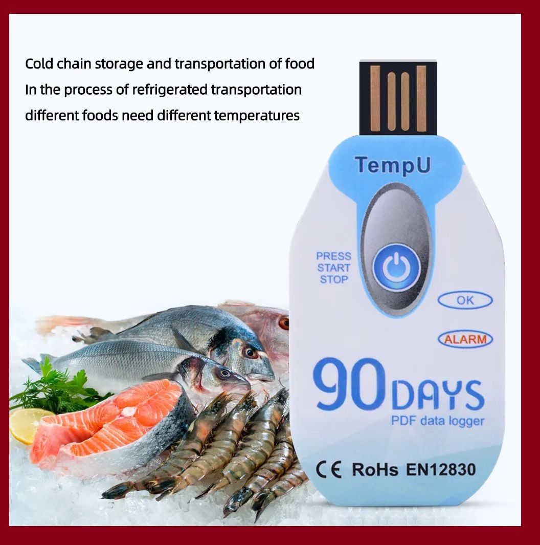 90 days Datalogger Disposable temperature recorder Sensor pdf export Temperature Data Logger Record for Cold Chain Fresh Pharmacy